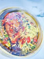 Fried rice, chicken and coleslaw with premium packaging