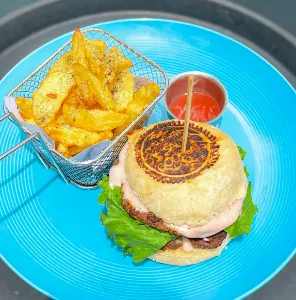 BEEF BURGER AND SIDE OF FRIES