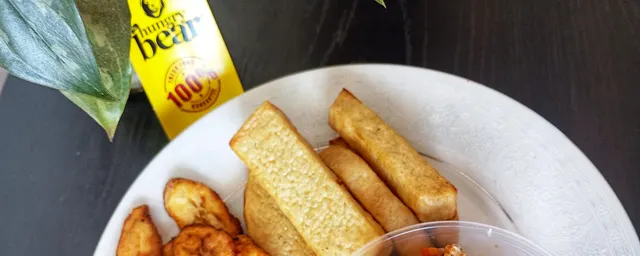 Fried yam with plantain