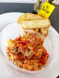 Fried yam and egg sauce