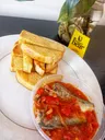 Fried yam and sardine sauce