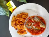 Fried plantain with sardine sauce