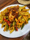 Penne pasta with beef
