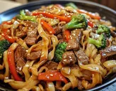 Linguine with beef