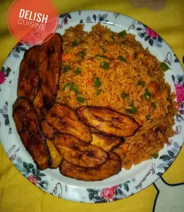 jellof Rice with plantain