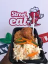 Rice, chicken and coleslaw
