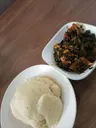Pounded yam with vegetable