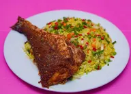 fried rice served with fish