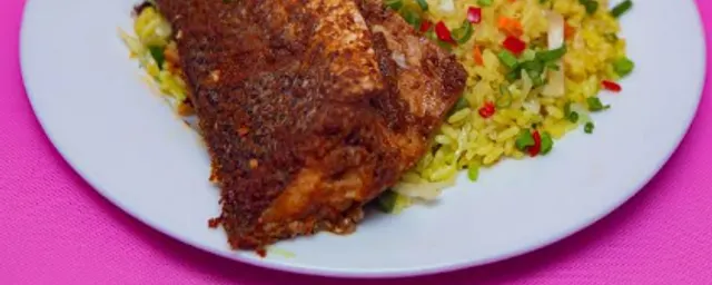 fried rice served with fish