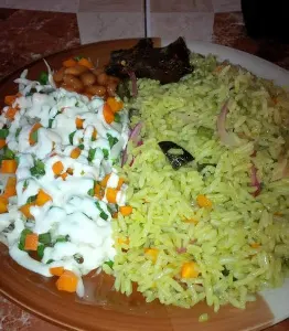 fried rice  served with beef/salad