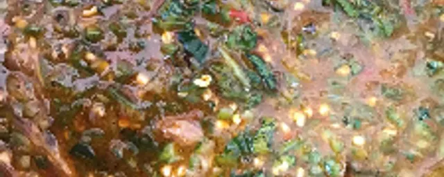 Pounded yam with Okra soup