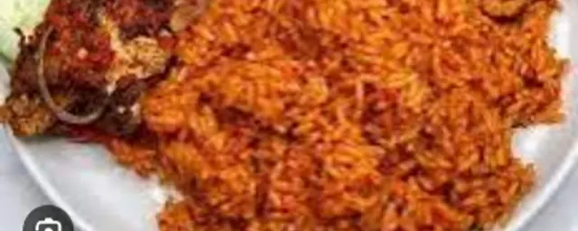 Jellof rice ,plantain ,Coslow with Fish