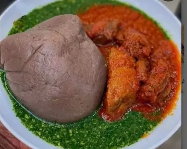 Amala with Ewedu and Beef