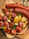 Sausage, plantain and potatoes
